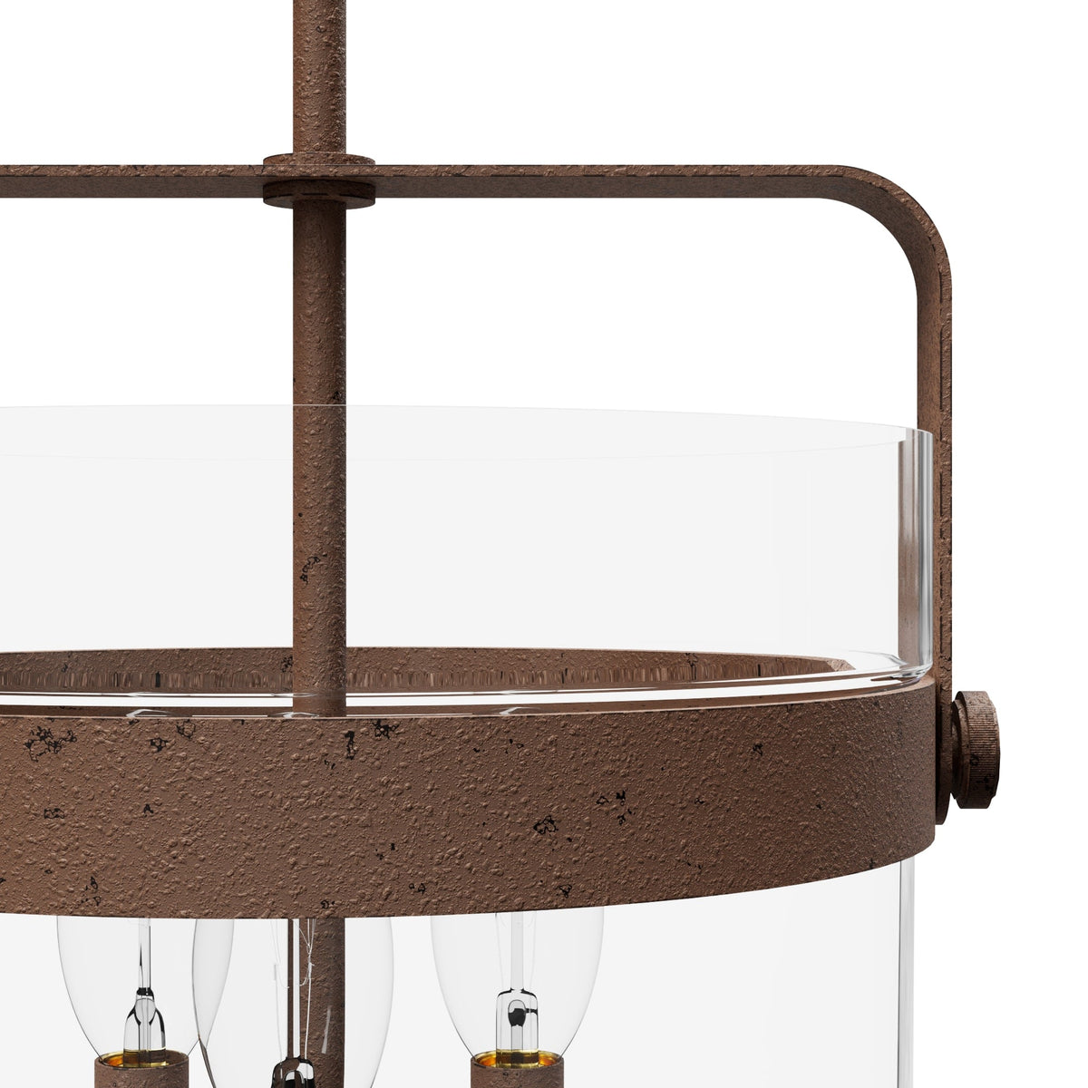 Hunter Karloff 3-Light Textured Rust Transitional Clear Glass Bell LED Medium Hanging Kitchen Island Light
