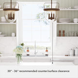 Hunter Karloff 3-Light Textured Rust Transitional Clear Glass Bell LED Medium Hanging Kitchen Island Light