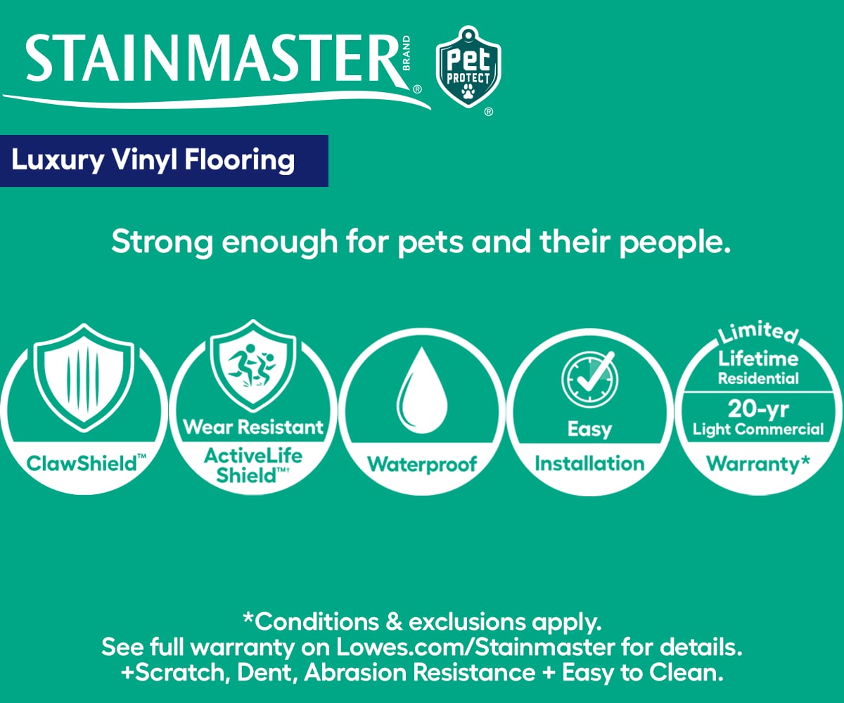 STAINMASTER PetProtect Obsidian Brown 20-mil x 7-in W x 48-in L Waterproof Interlocking Luxury Vinyl Plank Flooring