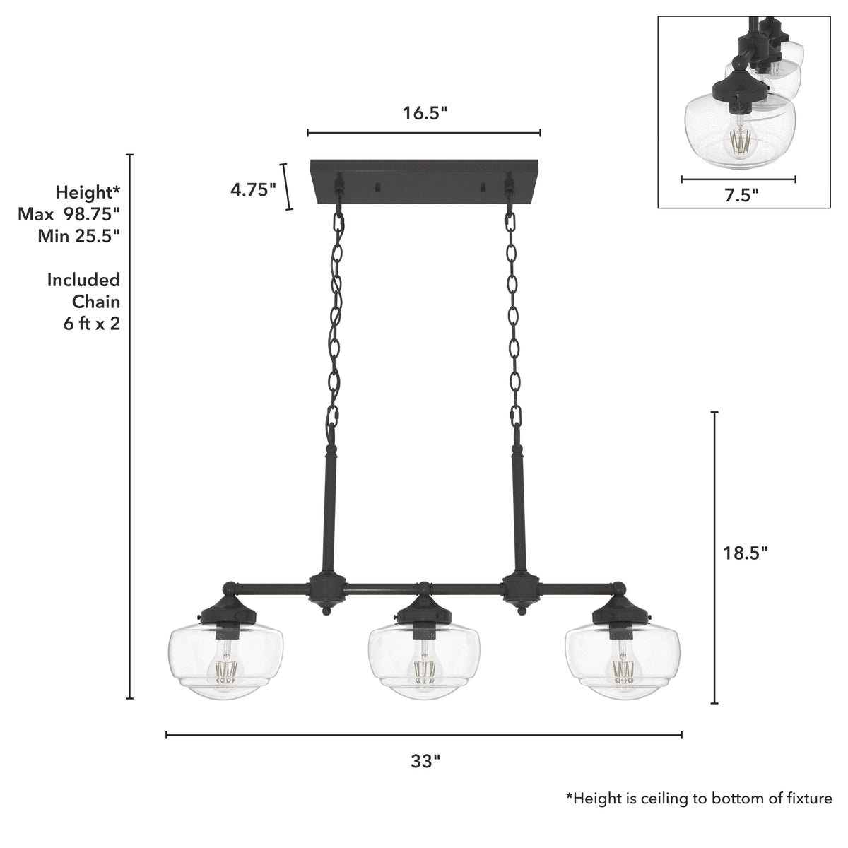 Hunter Saddle Creek 3-Light Satin Bronze Transitional Led Chandelier