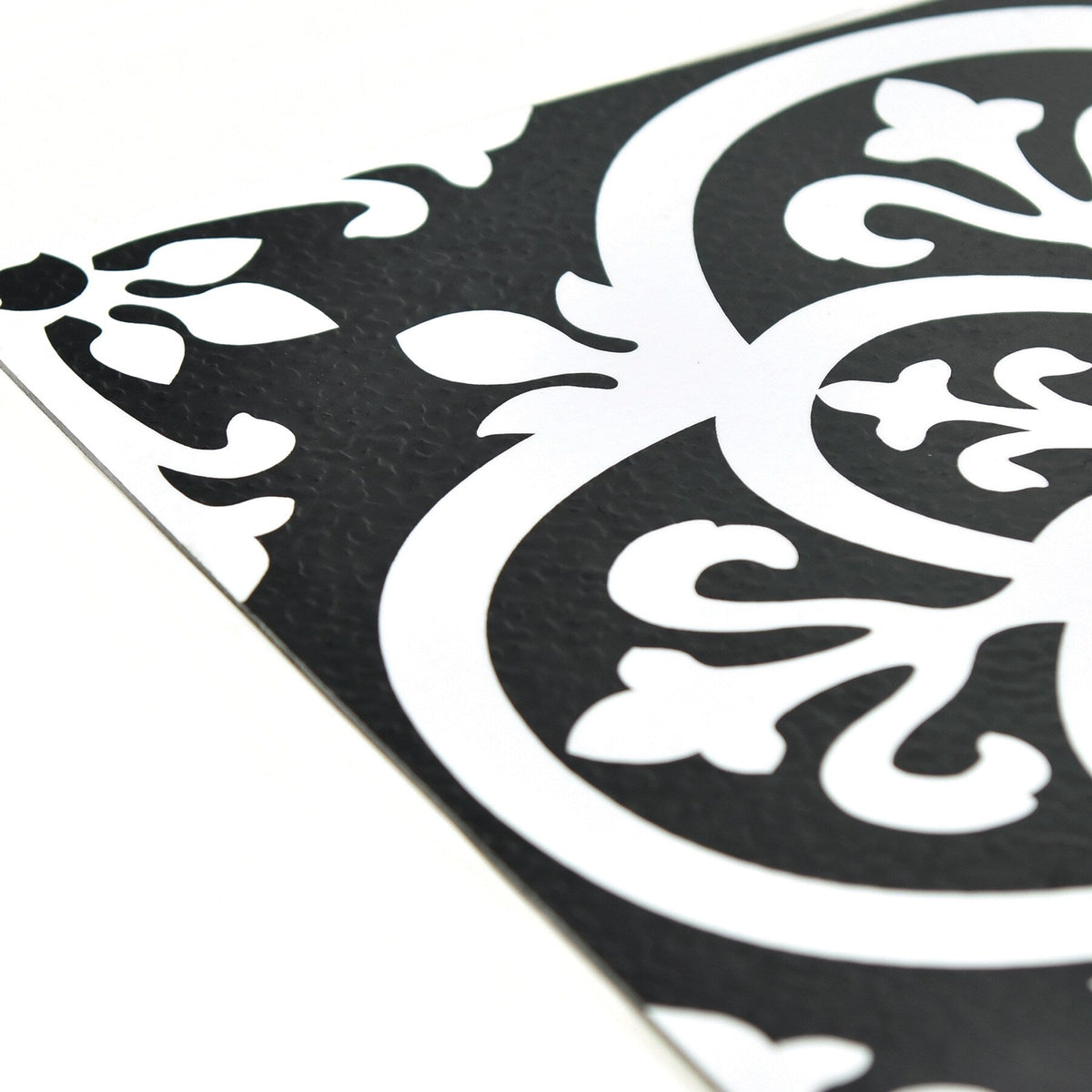 FloorPops Black and White 2.76-mil x 12-in W x 12-in L Water Resistant Peel and Stick Vinyl Tile Flooring