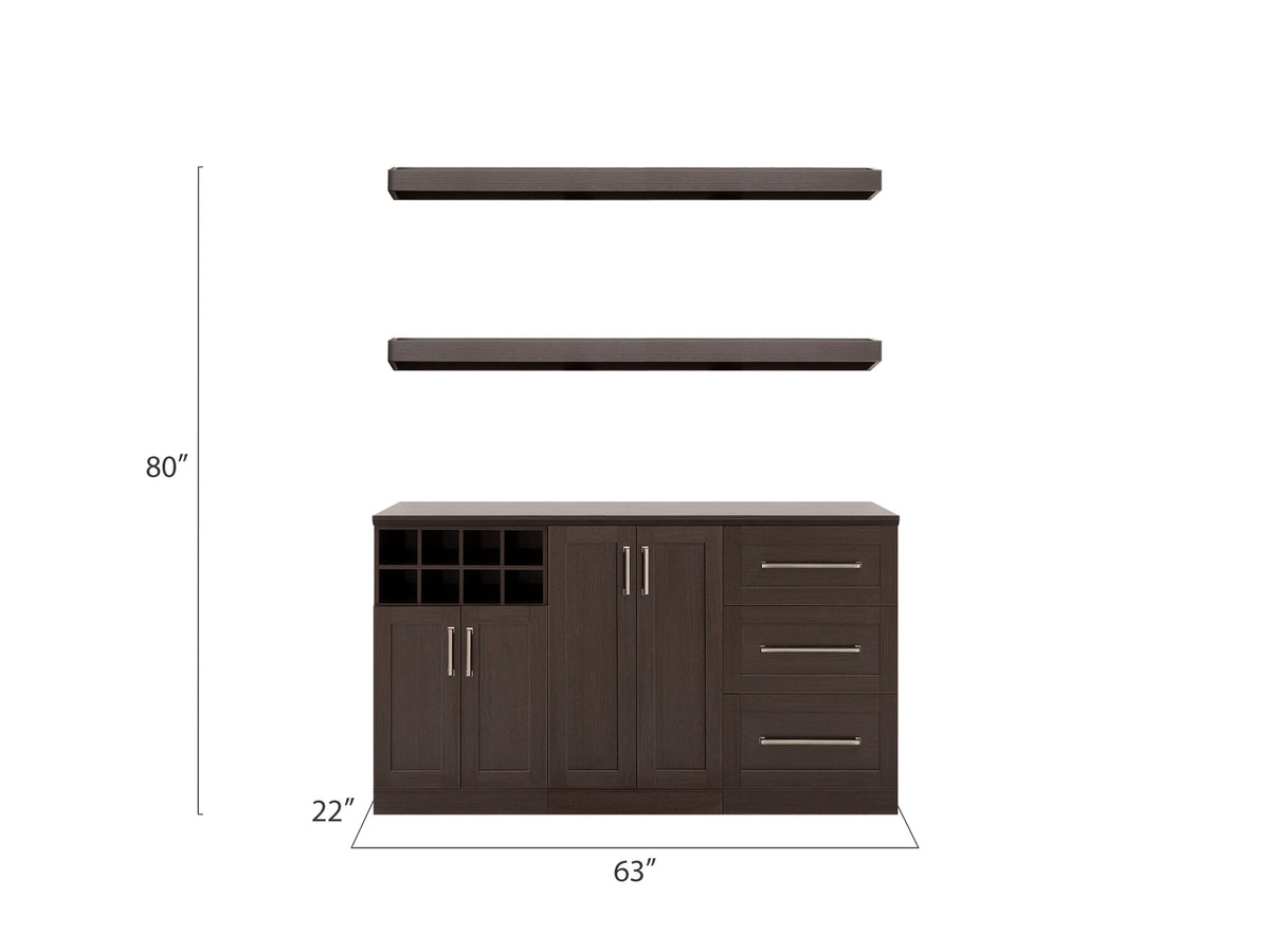 NewAge Products Home Bar 63-in x 80-in Brown Rectangle Bar Cabinet