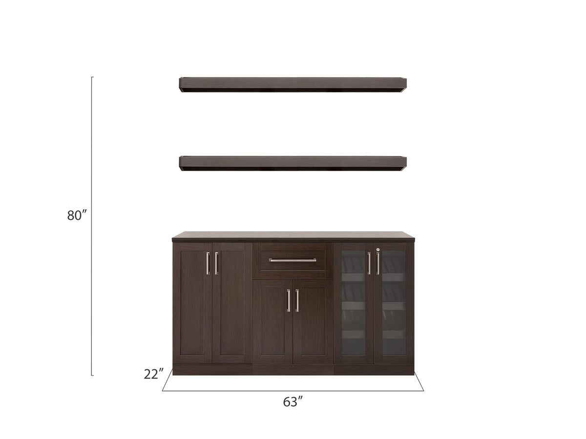 NewAge Products Home Bar 63-in x 80-in Brown Rectangle Bar Cabinet