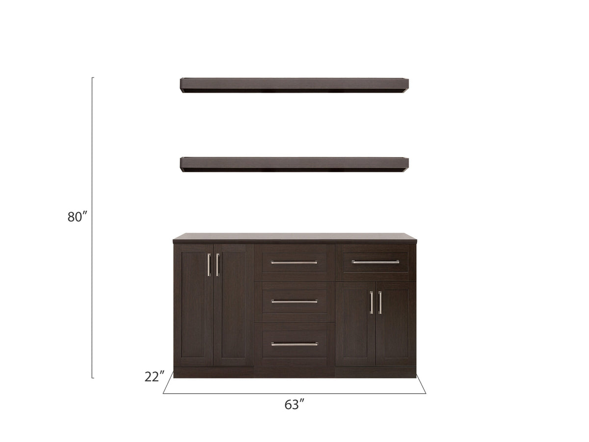NewAge Products Home Bar 63-in x 80-in Brown Rectangle Bar Cabinet