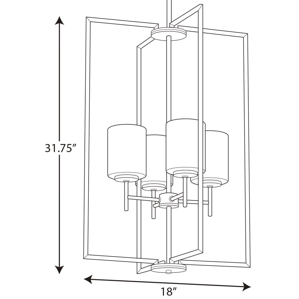 Progress Lighting Replay 4-Light Polished Nickel Modern/Contemporary Etched Glass Lantern Medium Hanging Pendant Light