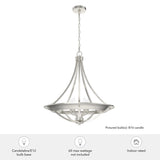 Hunter Perch Point 4-Light Brushed Nickel Transitional Bowl LED Large Hanging Kitchen Island Light