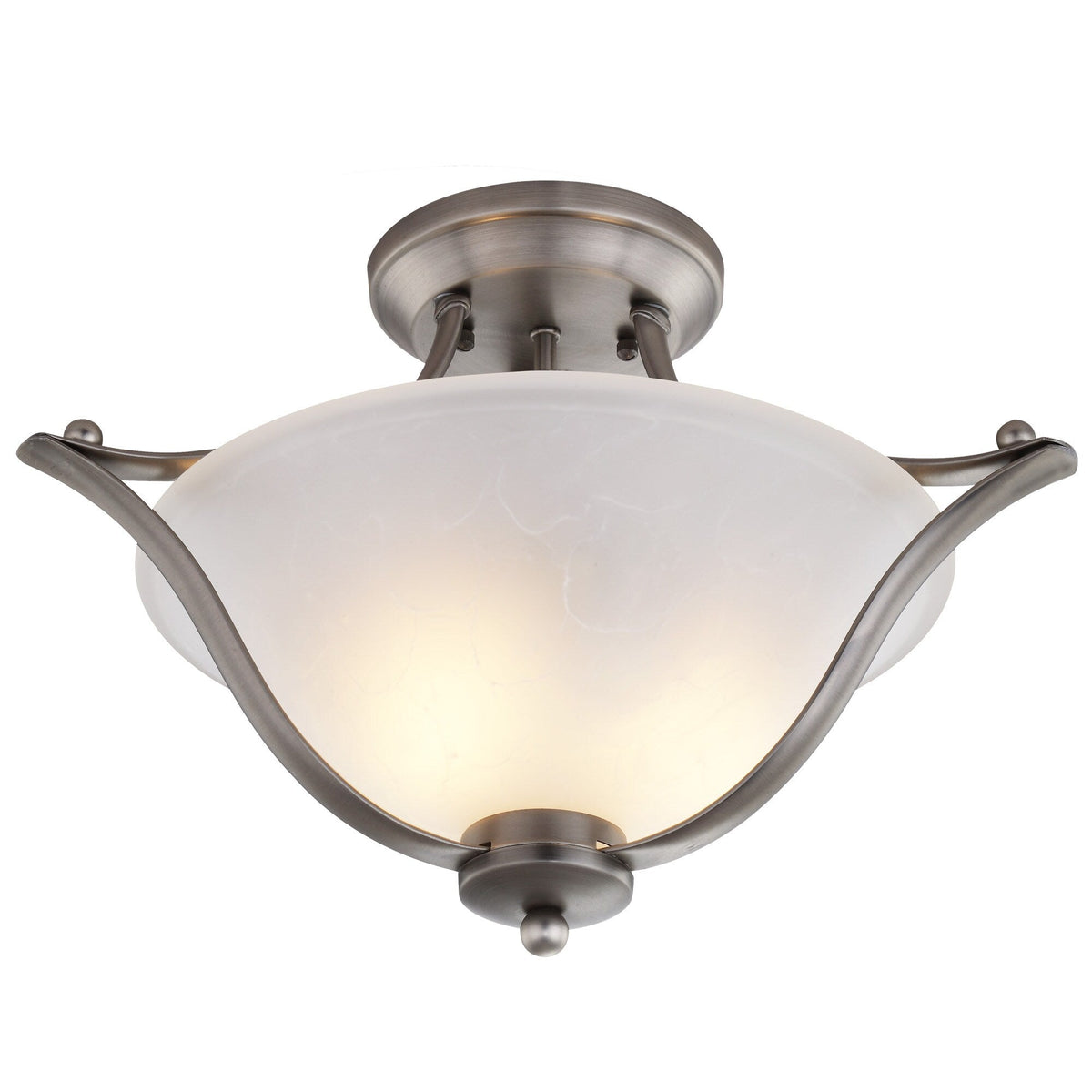 Portfolio 17.32-in Brushed Nickel Traditional Semi-Flush Mount Light
