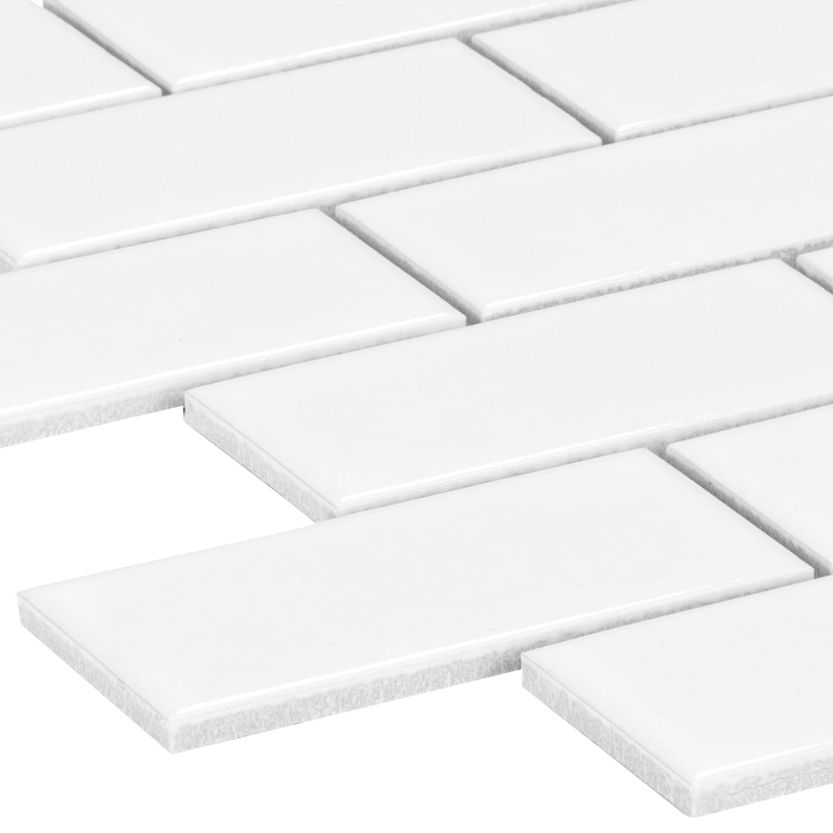 Satori Hudson Brilliant White 12-in x 12-in Glossy Porcelain Subway Mosaic Wall Tile (0.74-sq. ft/ Piece)