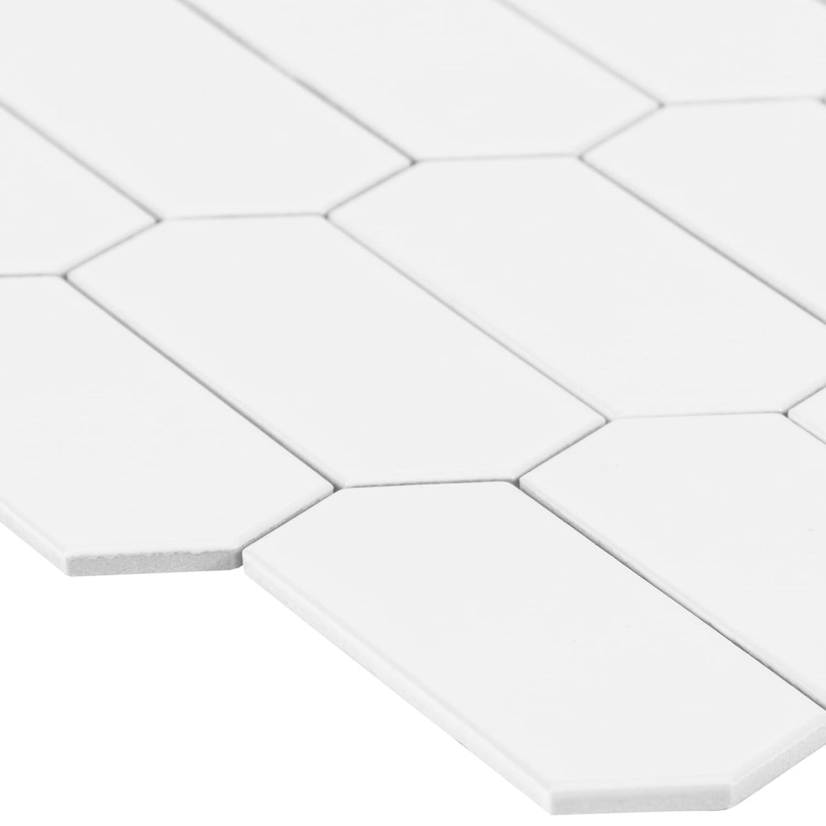 Satori Hudson Brilliant White Picket 12-in x 12-in Glossy Porcelain Mosaic Wall Tile