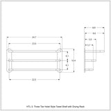 Allied Brass Satin Chrome Wall Mount Towel Rack, 23 x 9 x 10 in, 3-Bar