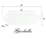 Giorbello Picket Hexagon White 3-in x 9-in Glossy Glass Subway Wall Tile (5.8-sq. ft/ Carton)