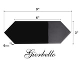 Giorbello (Sample) Glass Subway Black 3-in x 9-in Glossy Glass Tile