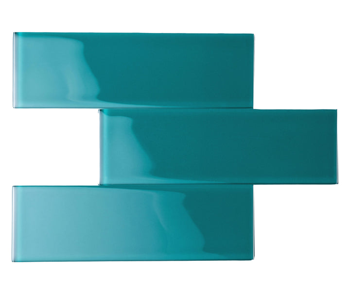 Giorbello Classic Premium Dark Teal 3-in x 9-in Glossy Glass Subway Wall Tile (5-sq. ft/ Carton)