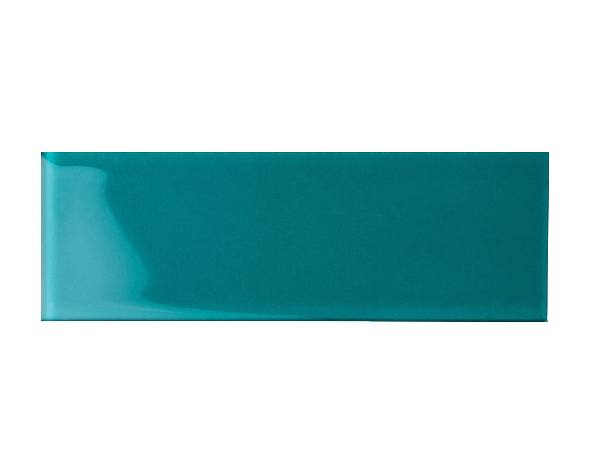 Giorbello (Sample) Glass Subway Dark Teal 3-in x 9-in Glossy Glass Tile