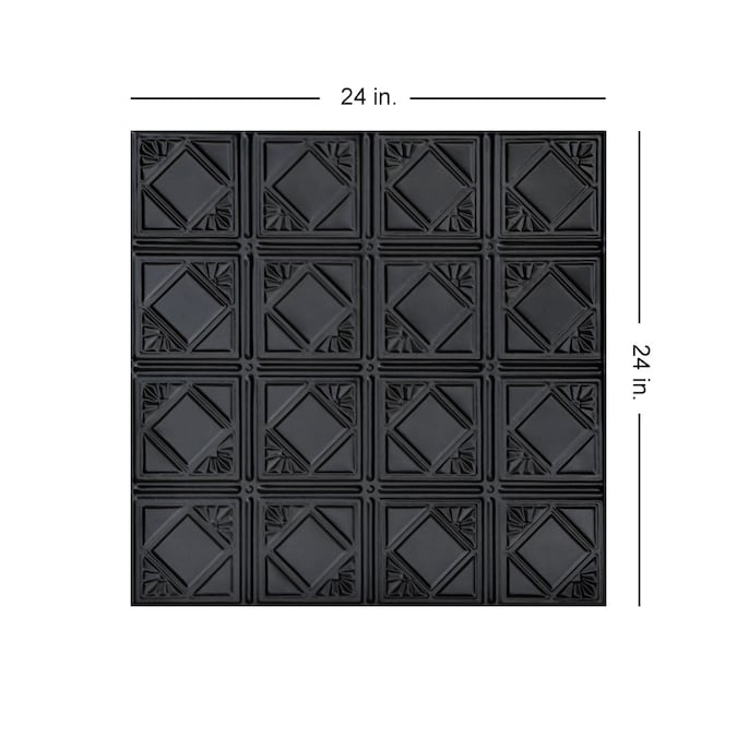 From Plain to Beautiful in Hours 2-ft x 2-ft Carnivale Satin Black Steel Surface-mount Ceiling Tile (6-Pack, 24-sq ft / Case)
