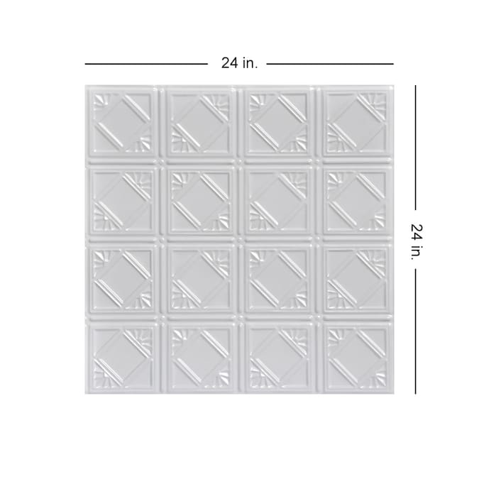 From Plain to Beautiful in Hours 2-ft x 2-ft Carnivale White Steel Surface-mount Ceiling Tile (6-Pack, 24-sq ft / Case)