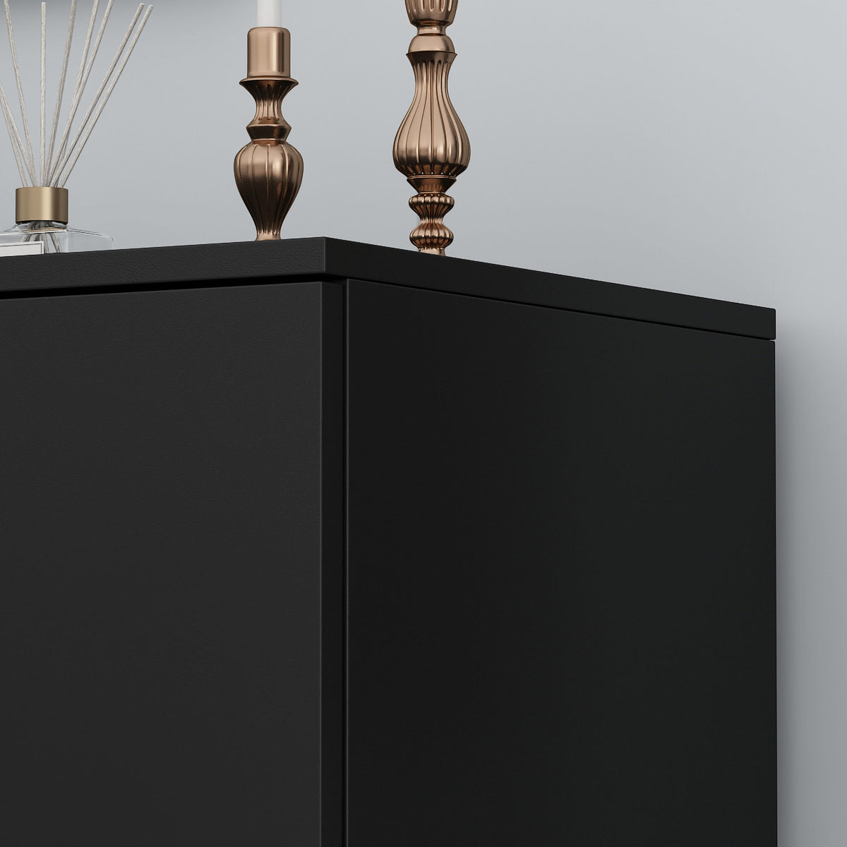 FUFU&GAGA Contemporary Black Composite 3-Drawer Dresser with Doors, Multipurpose Accent Cabinet, Sturdy and Durable, Ample Storage Space