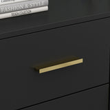 FUFU&GAGA Contemporary Black Composite 3-Drawer Dresser with Doors, Multipurpose Accent Cabinet, Sturdy and Durable, Ample Storage Space