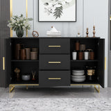 FUFU&GAGA Contemporary Black Composite 3-Drawer Dresser with Doors, Multipurpose Accent Cabinet, Sturdy and Durable, Ample Storage Space