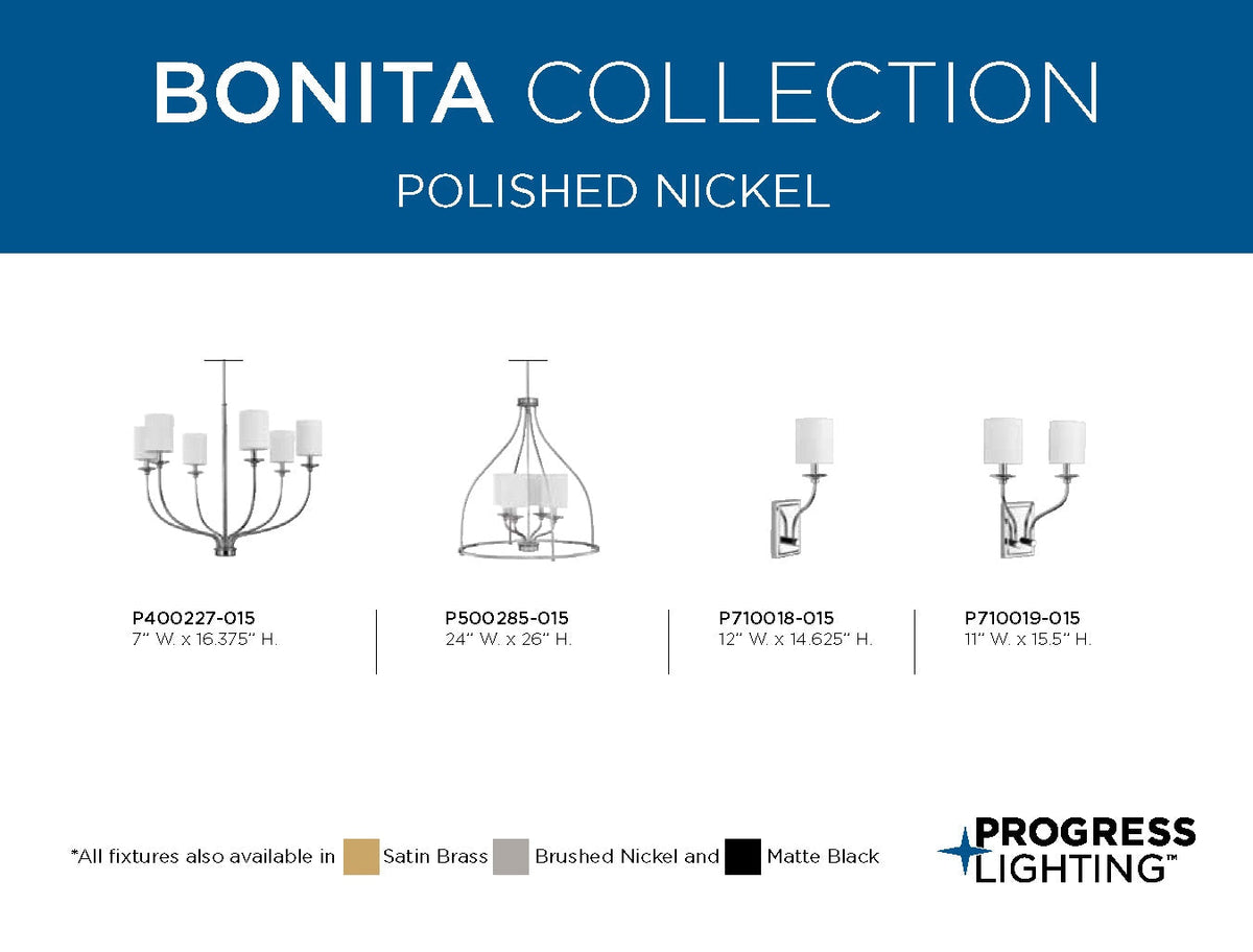 Progress Lighting Bonita 6-Light Brushed Nickel Transitional Chandelier
