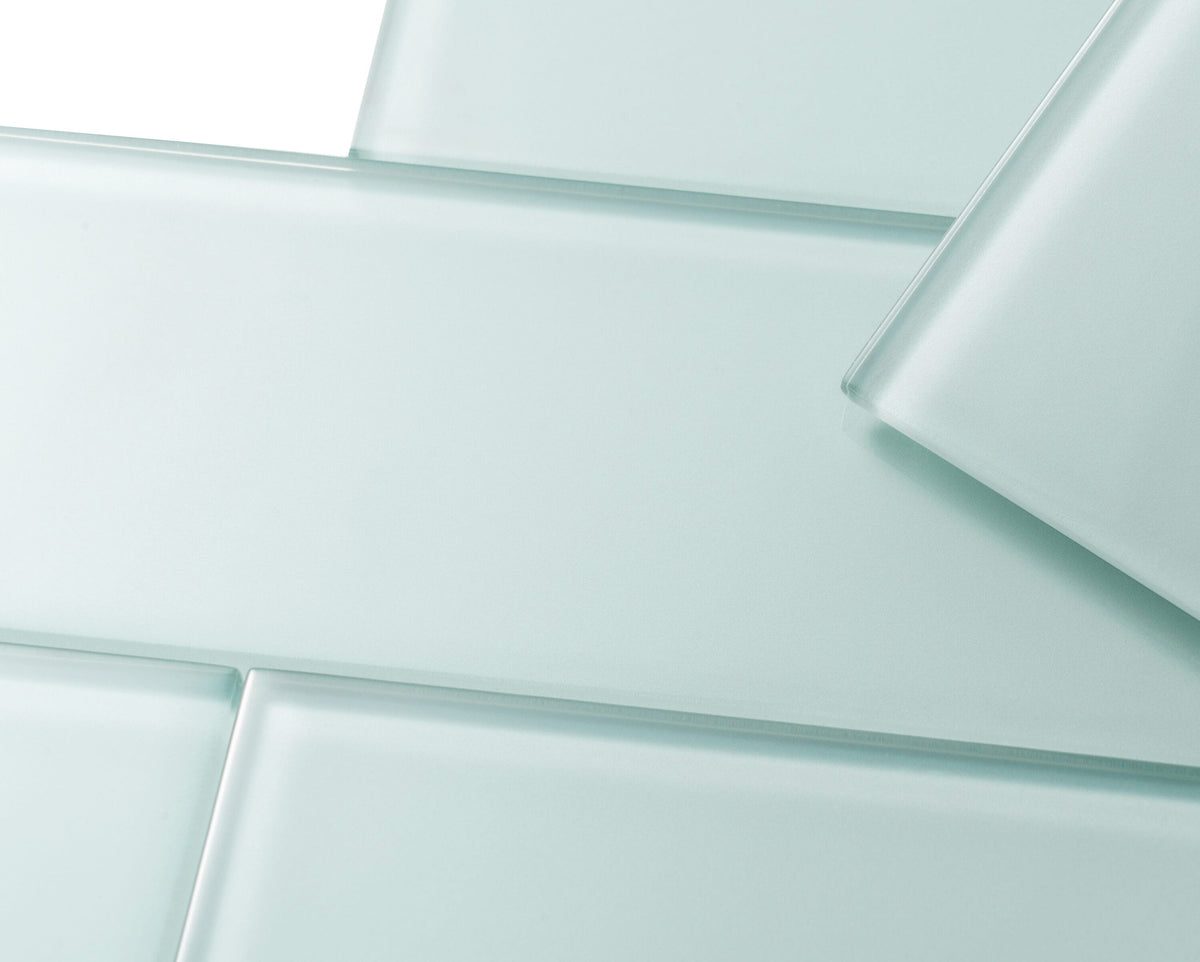 Giorbello (Sample) Glass Subway Baby Blue 3-in x 9-in Glossy Glass Tile