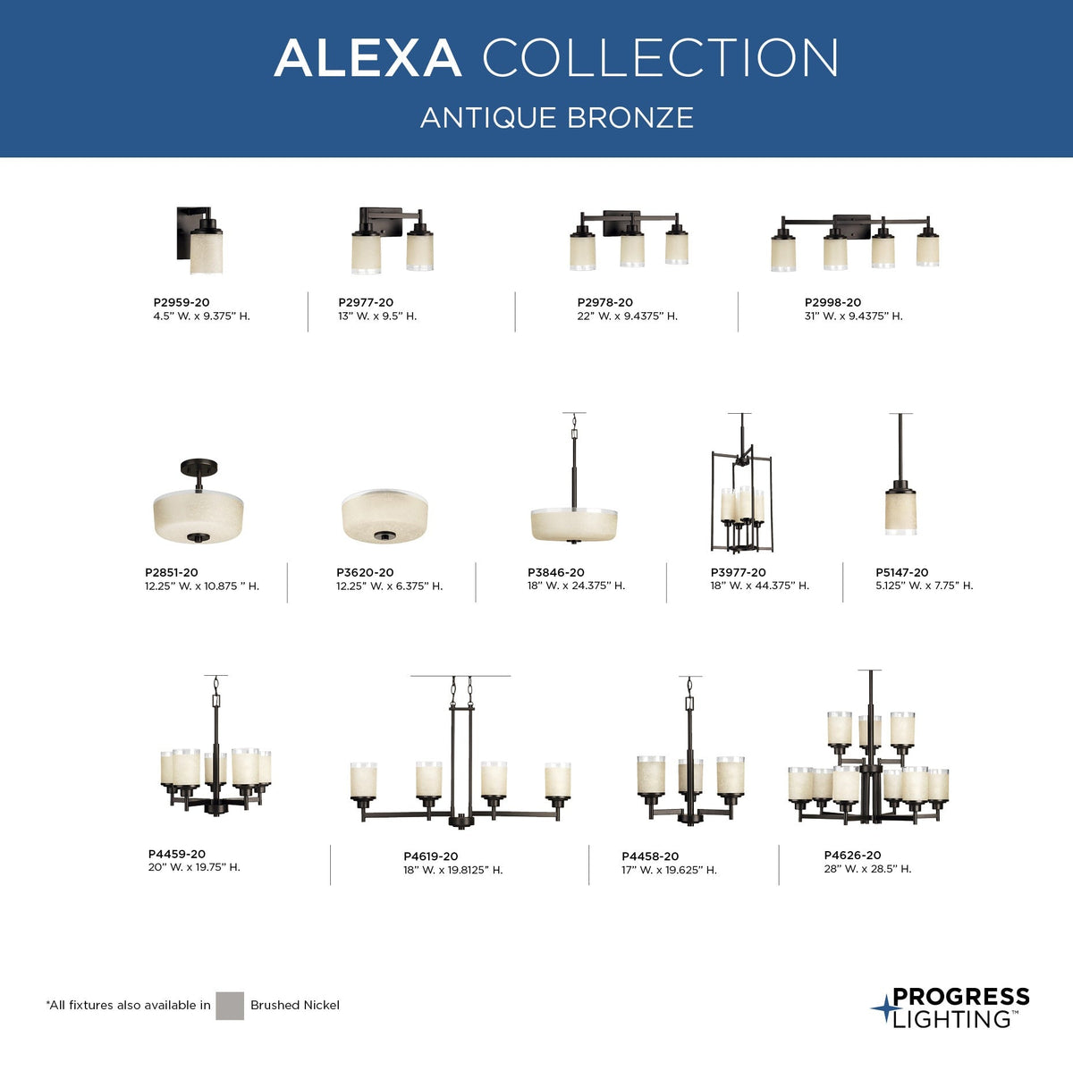 Progress Lighting Alexa 9-Light Antique Bronze Modern/Contemporary Chandelier