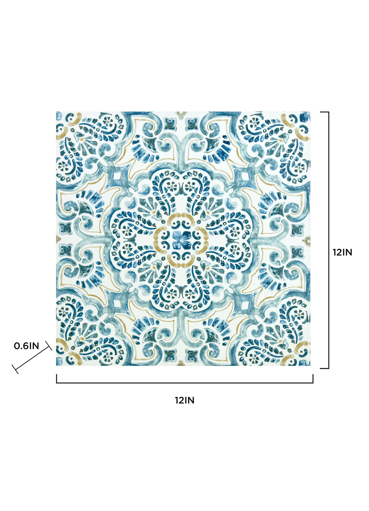 FloorPops Fontaine 12-in x 12-in Blue Peel and Stick Vinyl Floor Tile, 20-Pack (20-sq ft)