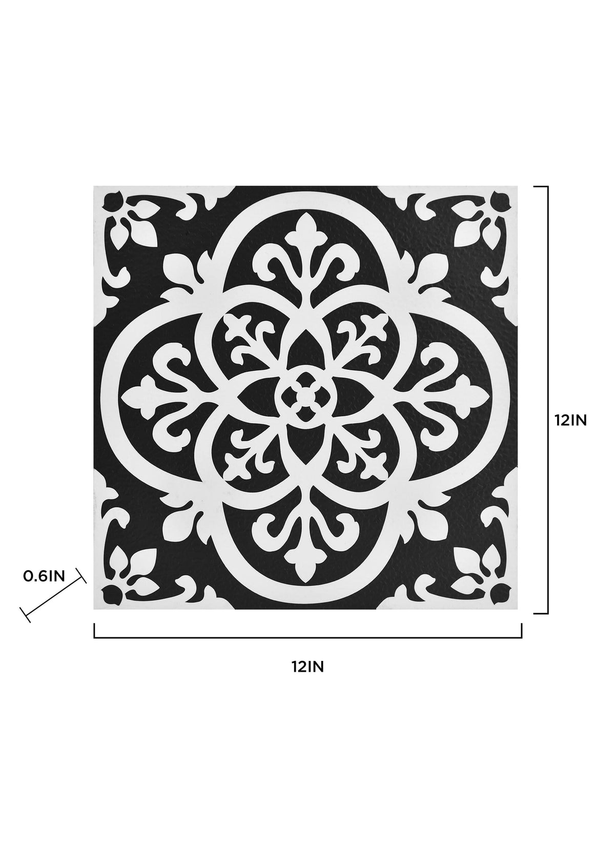 FloorPops Black and White 2.76-mil x 12-in W x 12-in L Water Resistant Peel and Stick Vinyl Tile Flooring