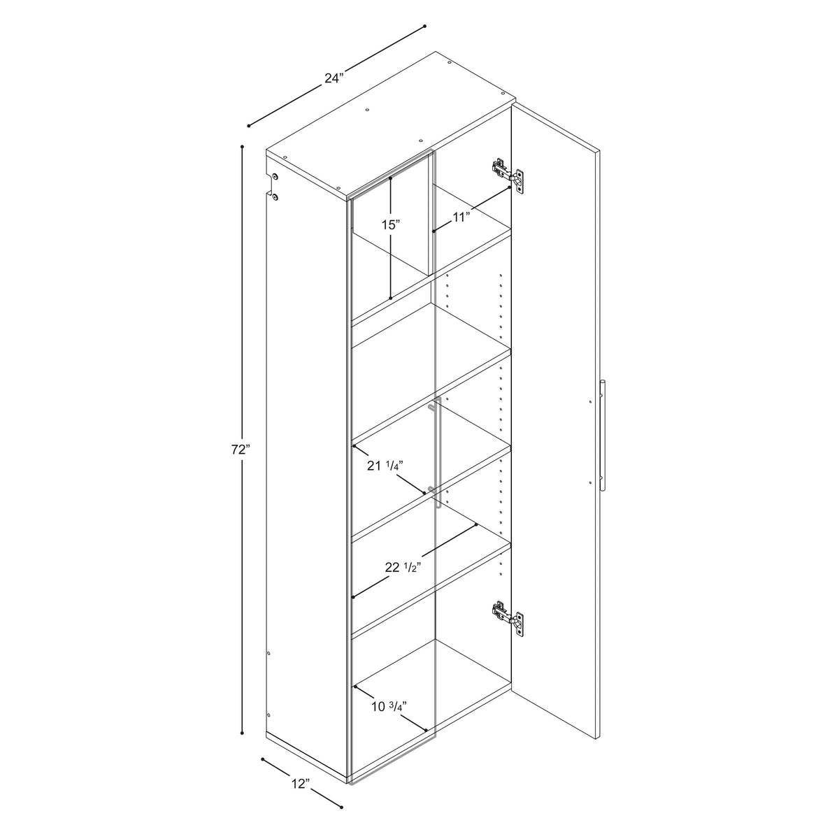 Prepac HangUps 24-in W x 72-in H Wood Composite White Wall-mount Utility Storage Cabinet