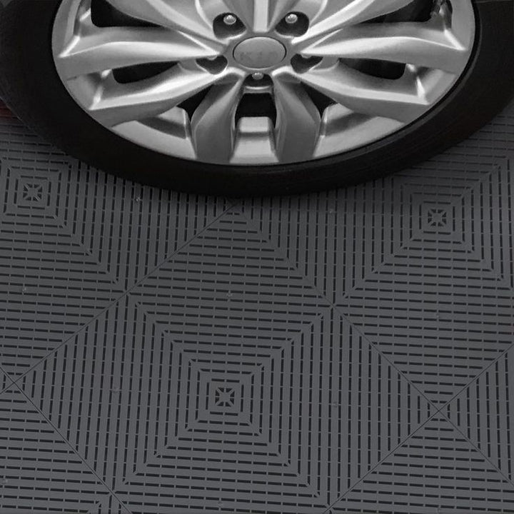 Swisstrax 15.75 in. x 15.75 in. Grey Ribtrax Smooth ECO Flooring (6-Tile/pack) (10 sq. ft.)