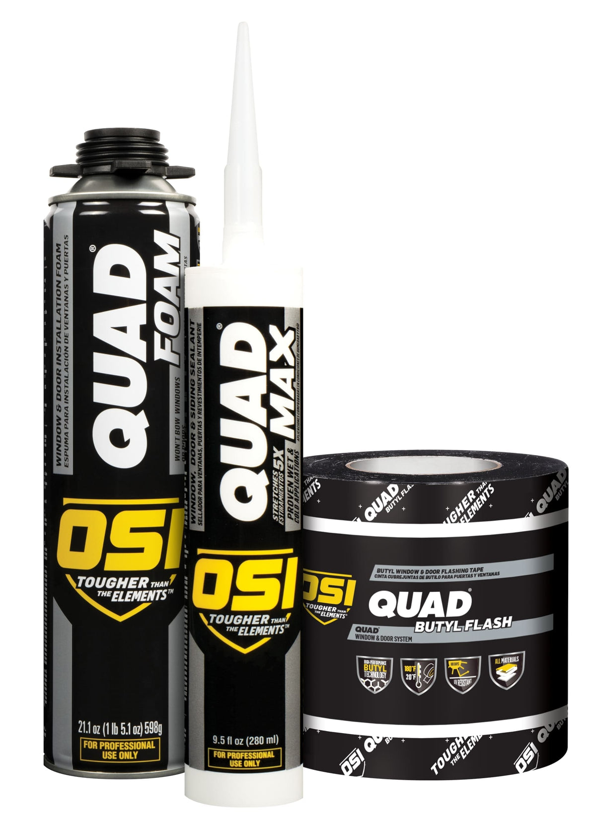 OSI Quad Butyl Flash Tape, 9-in x 75-ft, Silver Butyl Rubber Self-Adhesive Roll Flashing, 4-Pack
