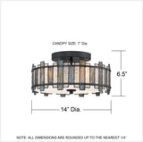 Quoizel Sentry 14-in Matte Black Tiffany Semi-Flush Mount Light
