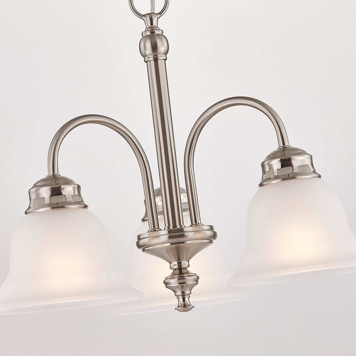 Project Source Fallsbrook 3-Light Brushed Nickel Traditional Chandelier with Etched Glass