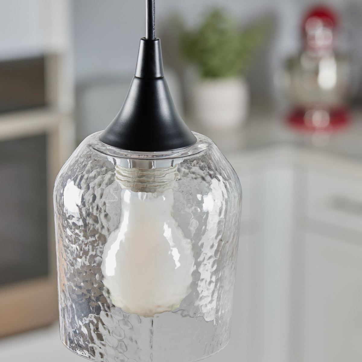 Portfolio Matte Black Transitional Teardrop Pendant Light