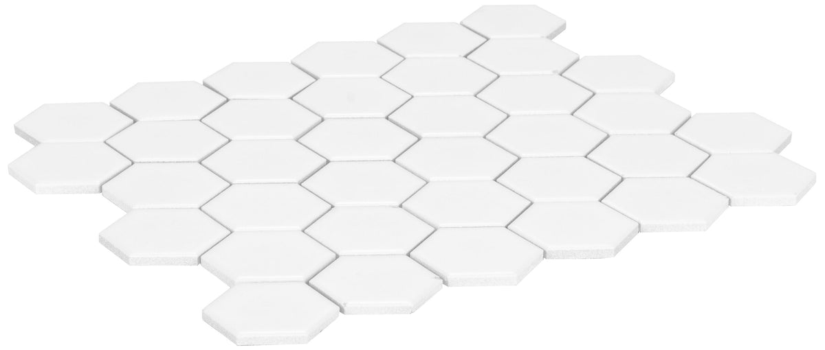Satori Hudson Brilliant White Matte 11-in x 12-in Porcelain Hexagon Wall Tile