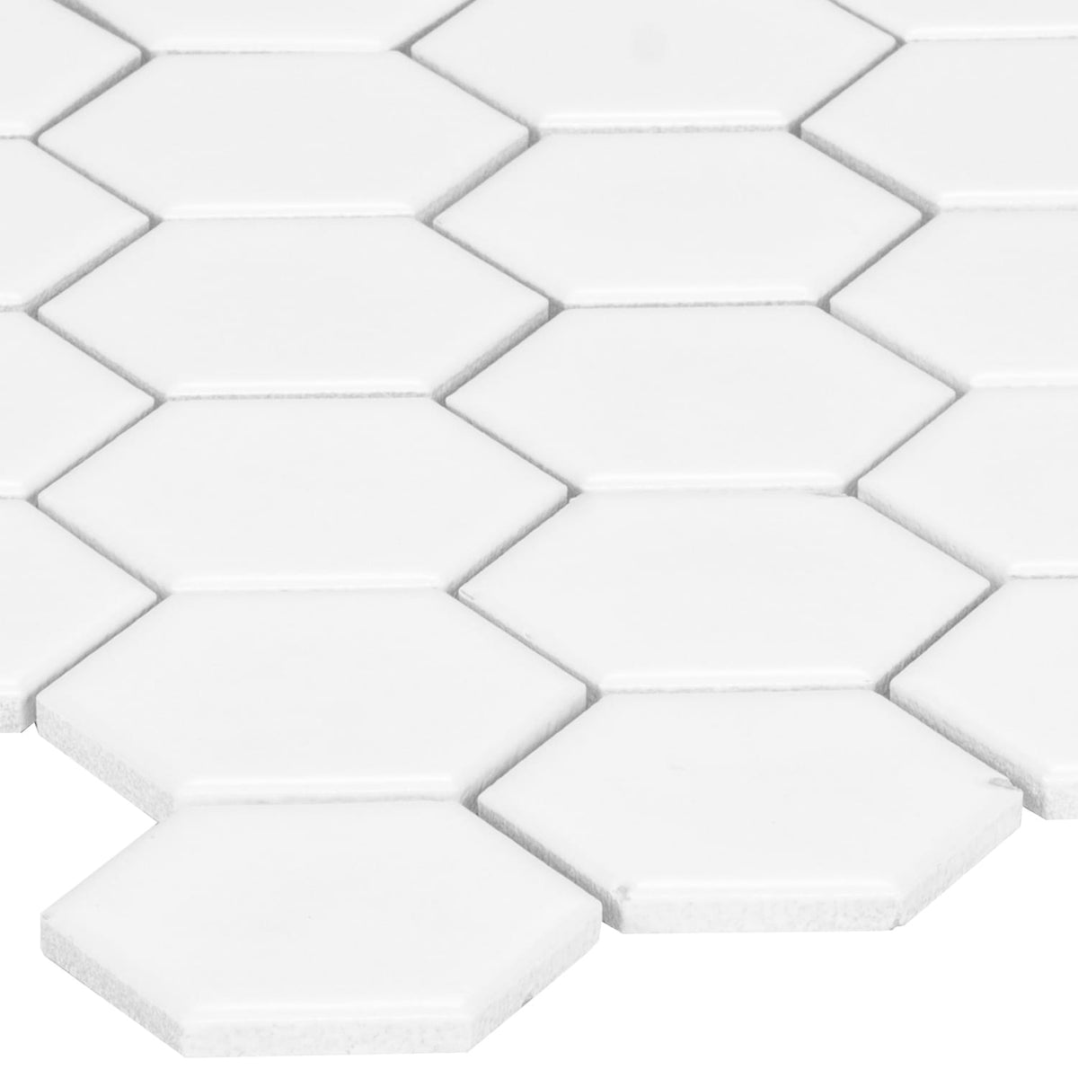 Satori Hudson Brilliant White Matte 11-in x 12-in Porcelain Hexagon Wall Tile