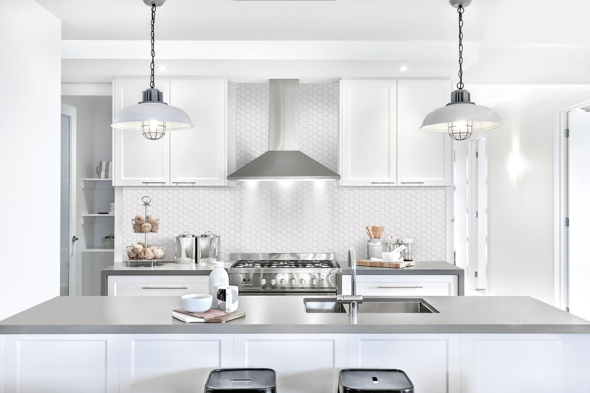 Satori Hudson Brilliant White Matte 11-in x 12-in Porcelain Hexagon Wall Tile