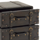 Grayson Lane Black Vintage Faux Leather with Stud Details Cedar 4-Drawer Accent Chest
