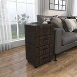 Grayson Lane Black Vintage Faux Leather with Stud Details Cedar 4-Drawer Accent Chest