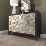Grayson Lane Black Silver Crescent Moon Relief Design Accent Chest