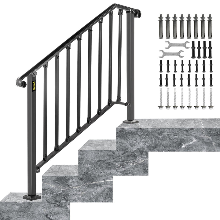 VEVOR Handrails Stair Railing 2-ft x 38-in Black Steel Deck Stair Rail Kit