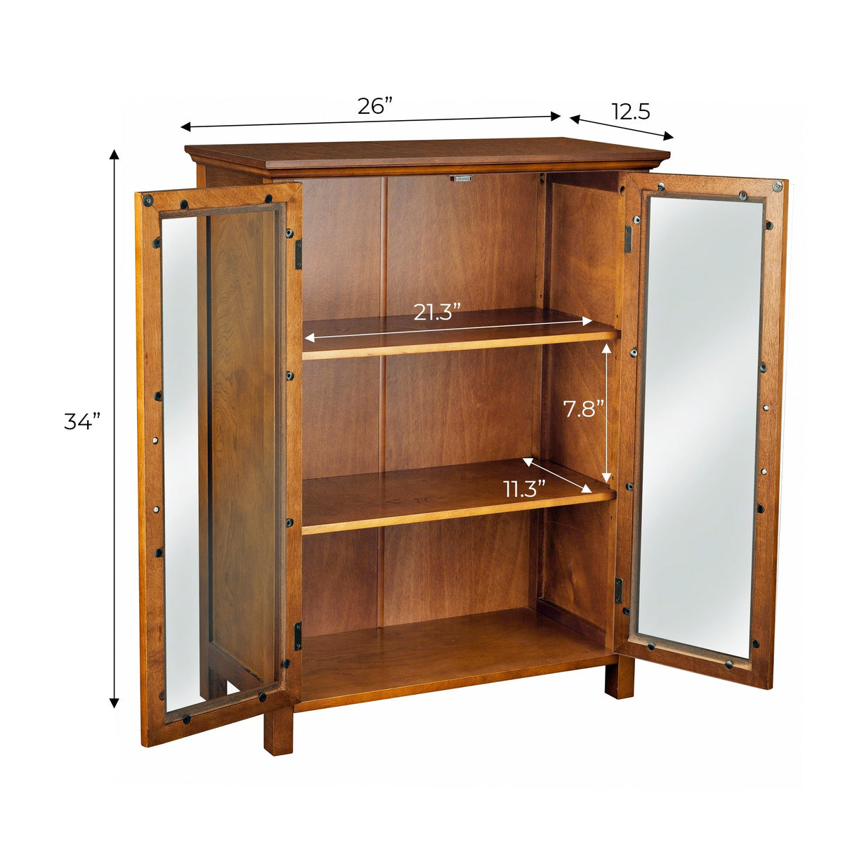 Teamson Home Avery 26-in x 34-in x 12.5-in Oil Oak Finish Freestanding Linen Cabinet