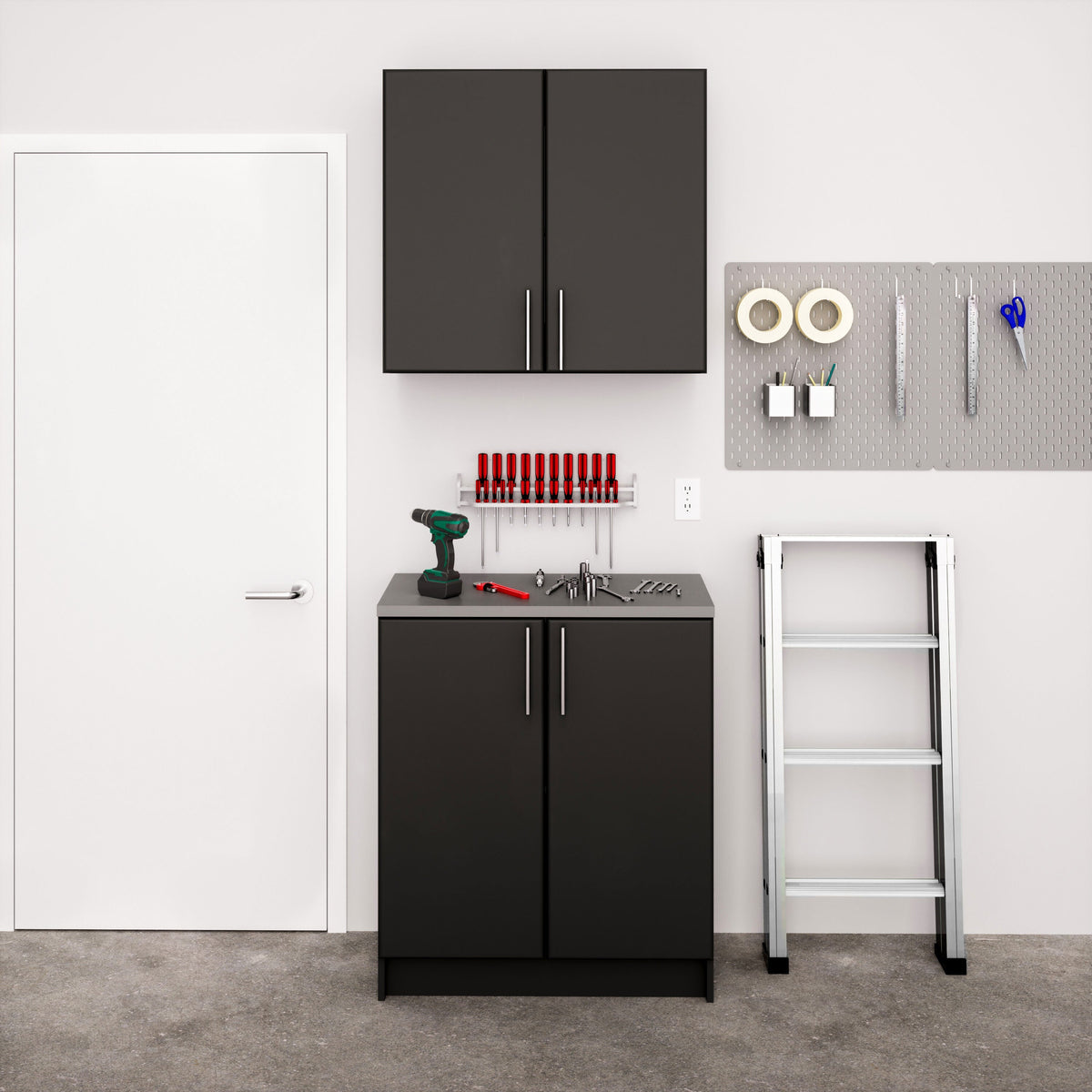 Prepac Elite 32-in W x 89-in H Wood Composite Black Freestanding Utility Storage Cabinet