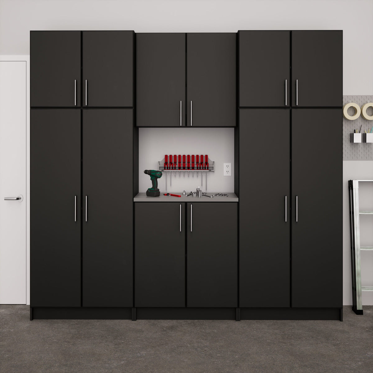 Prepac Elite 96-in W x 89-in H Wood Composite Black Freestanding Utility Storage Cabinet