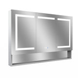 WELLFOR EX5 48-in x 32-in Lighted LED Fog Free Surface/Recessed Mount Silver Mirrored Soft Close Medicine Cabinet with Outlet