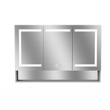 WELLFOR EX5 48-in x 32-in Lighted LED Fog Free Surface/Recessed Mount Silver Mirrored Soft Close Medicine Cabinet with Outlet