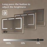 WELLFOR EX5 48-in x 32-in Lighted LED Fog Free Surface/Recessed Mount Silver Mirrored Soft Close Medicine Cabinet with Outlet