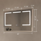 WELLFOR EX5 48-in x 32-in Lighted LED Fog Free Surface/Recessed Mount Silver Mirrored Soft Close Medicine Cabinet with Outlet