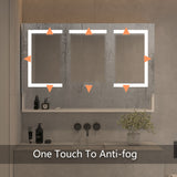 WELLFOR EX5 48-in x 32-in Lighted LED Fog Free Surface/Recessed Mount Silver Mirrored Soft Close Medicine Cabinet with Outlet