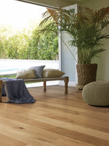 Villa Barcelona White oak Cordoba hardwood flooring — installed room view